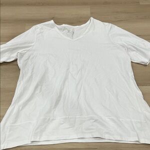 Women's White V-Neck Short Sleeve Tee by d.e.c.